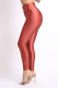 Plus Size Shiny Skinny Leggings with Zipper - Stretch Active High Waist Tights Disco Party Club Night Out Pants