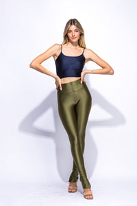 Plus Size Shiny Nylon Leggins With Zippers