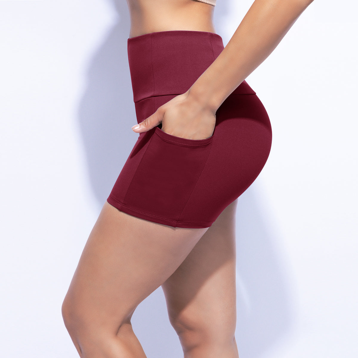 Highwaisted Butter Soft Shorts Black, Brick, Brown, Burgundy