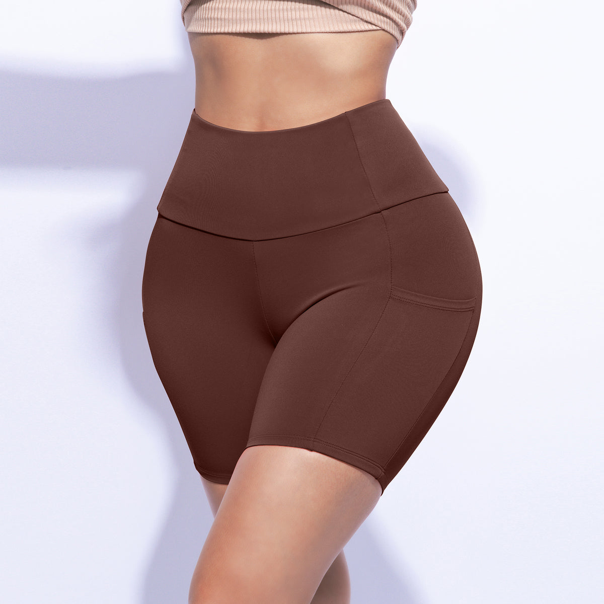 Highwaisted Butter Soft Shorts Black, Brick, Brown, Burgundy