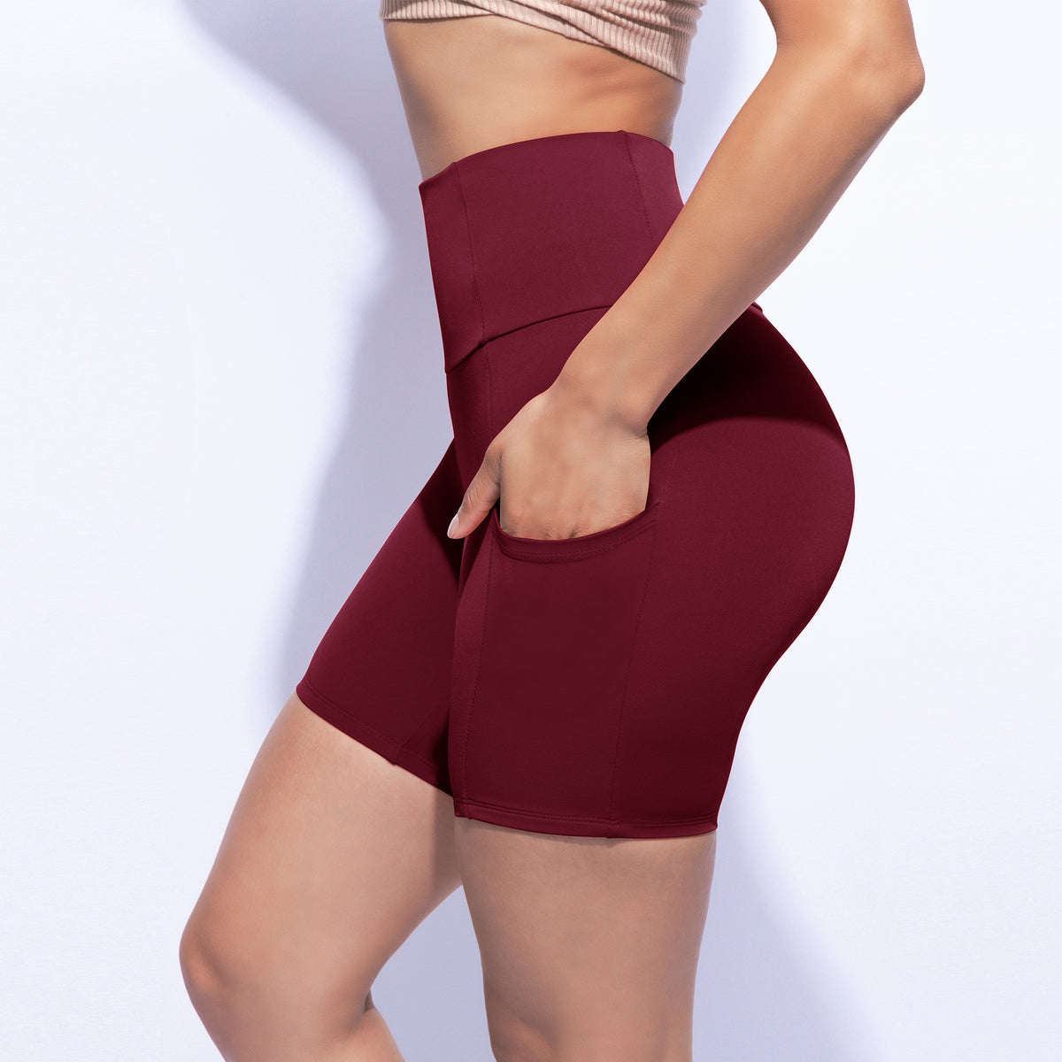 Highwaisted Butter Soft Shorts Black, Brick, Brown, Burgundy