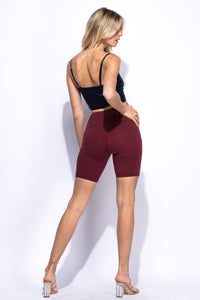 Highwaisted Butter Soft Shorts Black, Brick, Brown, Burgundy