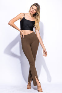 Front Slit hem pants in butter soft fabric Black, Brick, Brown, Burgundy