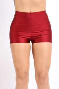 Plus Size Highwaisted Shiny Nylon Hot Shorts