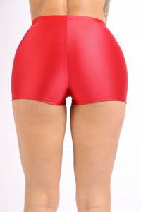 Plus Size Highwaisted Shiny Nylon Hot Shorts