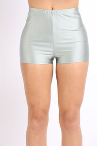 Plus Size Highwaisted Shiny Nylon Hot Shorts