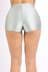 Plus Size Highwaisted Shiny Nylon Hot Shorts